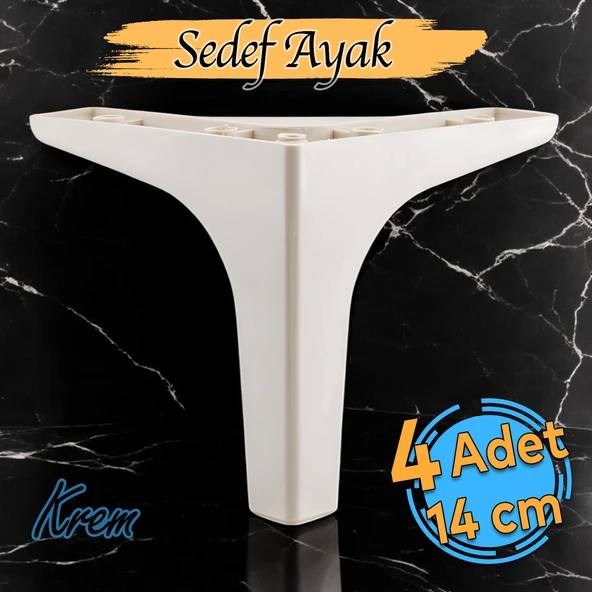 Sedef Lüks Mobilya Kanepe Sehpa Tv Ünitesi Koltuk Ayağı 14 Cm Krem Baza Ayakları 4 ADET ürün görseli