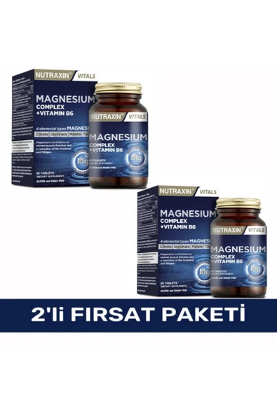 NUTRAXİN Magnezyum Complex 60 Tablet 125 Mg - Bisiglinat - Taurat - Malat - Sitrat - B6 8680512632108 X2
