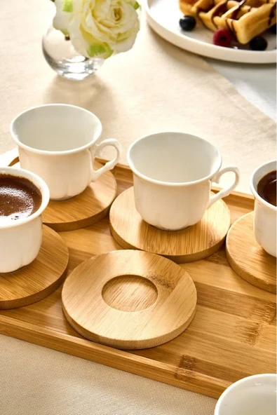 Karaca Bambu Tepsili 6 Kişilik Kahve Fincanı 90 Ml - 3