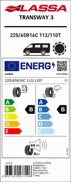 Lassa 225/65R16C 112/110T Transway 3 Oto Yaz Lastiği (Üretim: 2025) - Resim 2
