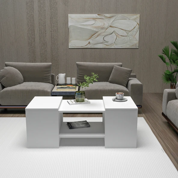 Arnetti Sartos 3'lü Zigonlu Modern Orta Sehpa Salon Sehpası, Beyaz - Sartos - 5