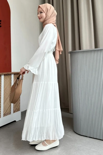 KADIN ŞİFON ASTARLI PİLİSELİ ETEK - 2