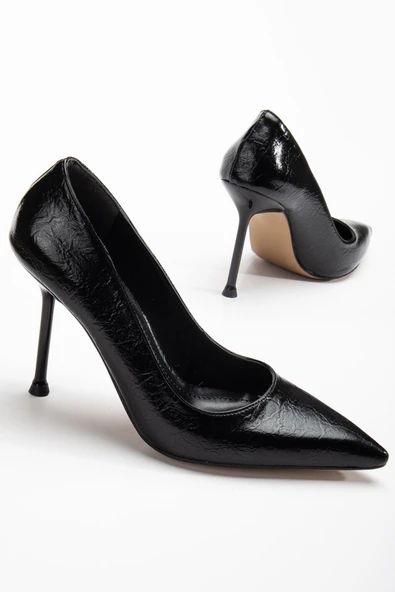 Dorethy Kadın Topuklu Ayakkabı Siyah Parlak Cilt Stiletto - Resim 2