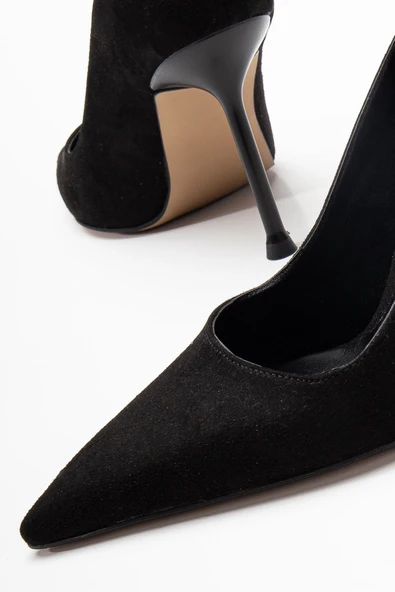 Dorethy Kadın Topuklu Ayakkabı Siyah Süet Stiletto - 4