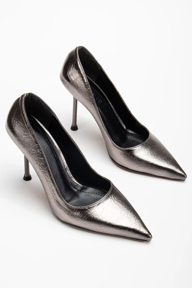 Dorethy Kadın Topuklu Ayakkabı Platin Parlak Cilt Stiletto - 2