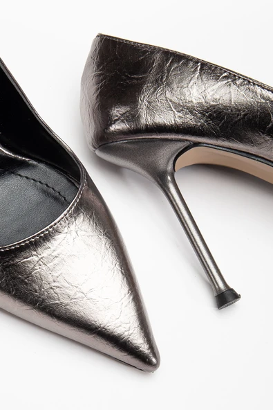 Dorethy Kadın Topuklu Ayakkabı Platin Parlak Cilt Stiletto - 3
