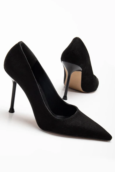Dorethy Kadın Topuklu Ayakkabı Siyah Süet Stiletto - 2