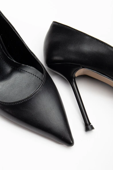 Dorethy Kadın Topuklu Ayakkabı Siyah Cilt Stiletto - Resim 4