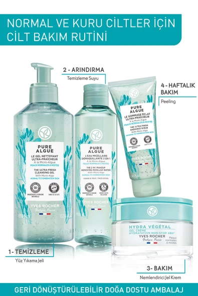 Normal ve Kuru Cilt, Canlandırıcı, Antioksidan, Prebiyotik Yüz Yıkama Jeli-Pure Algue-390ml - 6