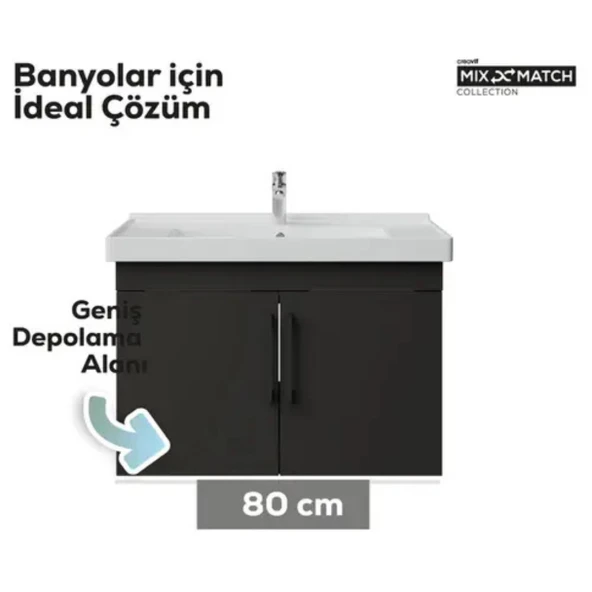 D20 Kapaklı Lavabo Dolabı Antrasit - 2