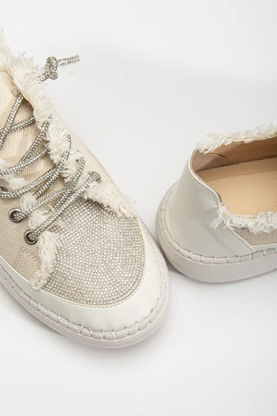 Wanda Bej Rugan Platformlu Açık Burunlu Kalın Topuklu Ayakkabı - 4