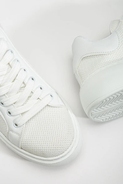 Jose Kadın Beyaz Triko Spor Ayakkabı - Resim 4