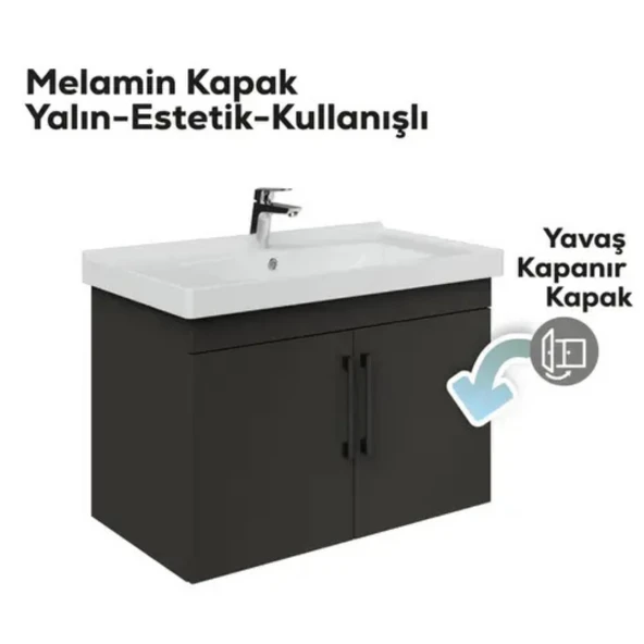 D20 Kapaklı Lavabo Dolabı Antrasit - 3