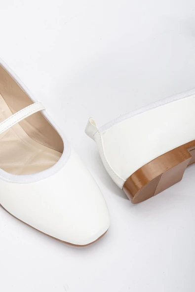 Trew Kadın Beyaz Bantlı Kemerli Hafif Babet - 3