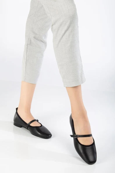 Trew Kadın Siyah Bantlı Kemerli Hafif Babet - 4