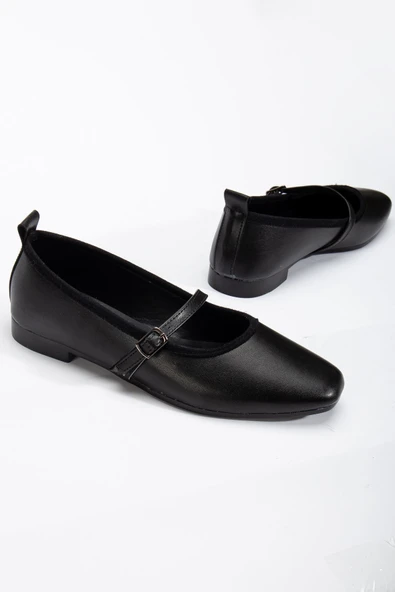 Trew Kadın Siyah Bantlı Kemerli Hafif Babet - 2