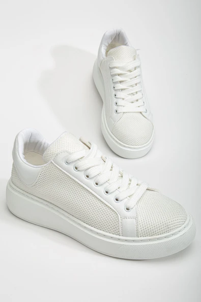 Jose Kadın Beyaz Triko Spor Ayakkabı - Resim 3