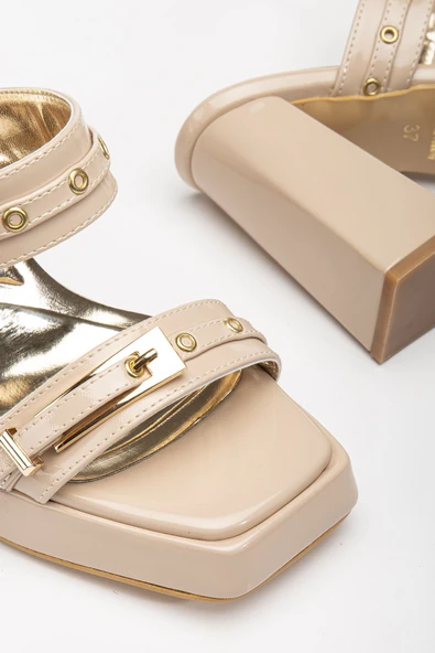 Tommo Nude Rugan Platformlu Açık Burunlu Kalın Topuklu Ayakkabı - Resim 3