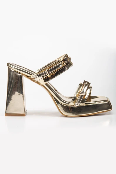 Tommo Gold Rugan Platformlu Açık Burunlu Kalın Topuklu Ayakkabı - Resim 2