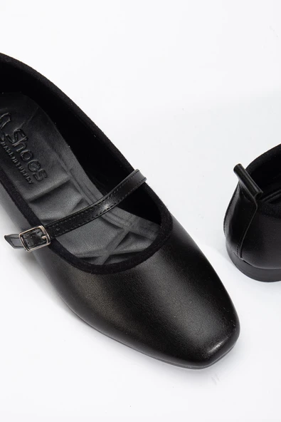 Trew Kadın Siyah Bantlı Kemerli Hafif Babet - 3