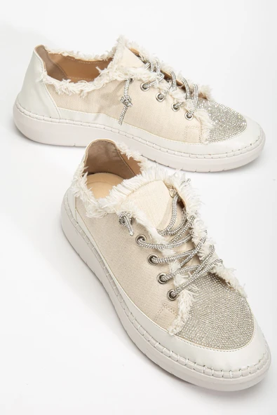 Wanda Bej Rugan Platformlu Açık Burunlu Kalın Topuklu Ayakkabı - 2