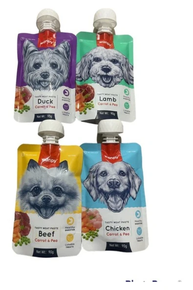 Wanpy Tasty Meat Paste Taze Sıvı Köpek Ödül Maması Köpek Sıvı Ödül Karma Paket 4x90gr - 2
