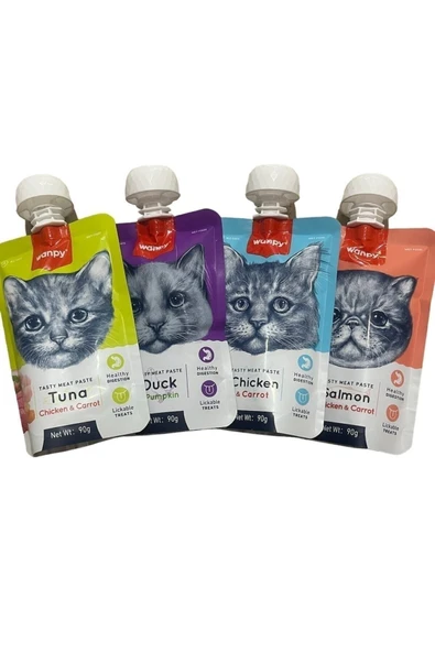 Wanpy Tasty Meat Paste Taze Sıvı Kedi Ödül Maması Kedi Ödül Maması 4x90gr - 2