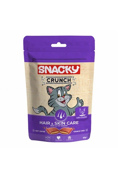Snacky Crunch Hair Skin Deri Ve Tüy Bakımı Tavuklu Kedi Ödülü 60 gr