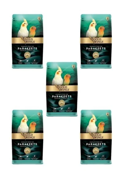 Gold Wings Premium Paraket, Sultan Ve Cennet Papağanı Yemi 1 Kg X 5 Adet