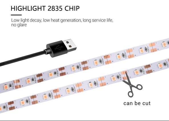 Tam Spektrum Bitki Büyütme Şerit Işık 5V USB Uç 1 mt Dış Mekan - 9