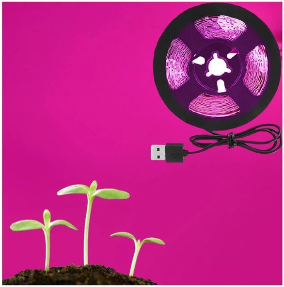 Tam Spektrum Bitki Büyütme Şerit Işık 5V USB Uç 1 mt Dış Mekan - 4