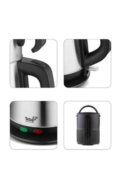 Teba THC-800 CM Elektrikli Çelik Çay Makinesi 1.8 lt Su / 0.8 lt Demlik - Resim 3