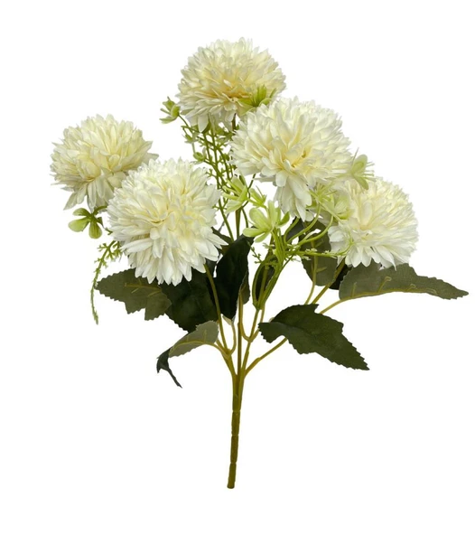 Nettenevime Yapay Çiçek Krizantem Kartopu Beyaz 5 Kafalı Demet Cipsolu ürün görseli