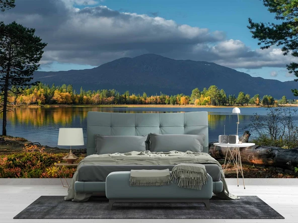 Göl ve Orman Manzara Duvar Kağıdı - Resim 2
