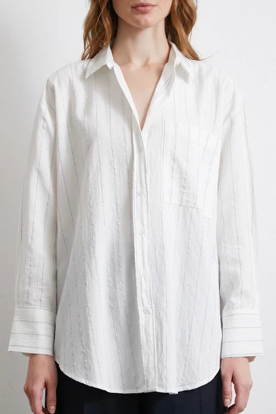 Çizgili Cepli Gömlek Su Yeşili - Resim 2