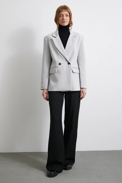 Klasik Poliviskon Ceket Gri - 2