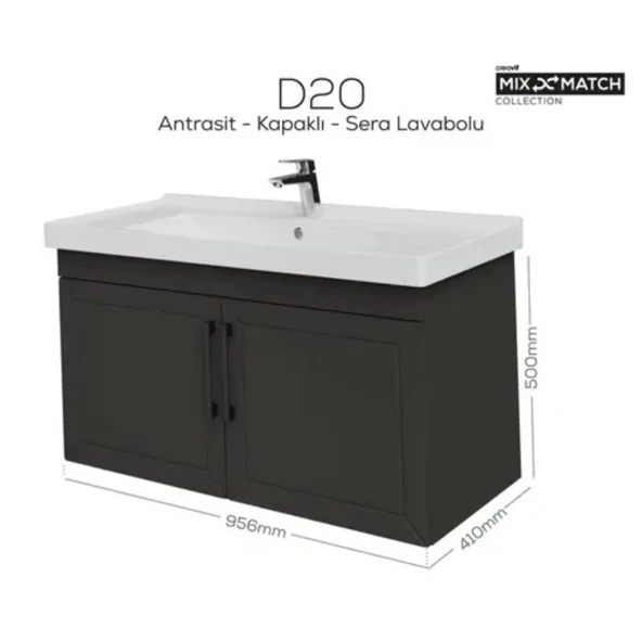 Creavit D20 Kapaklı Lavabo Dolabı Antrasit