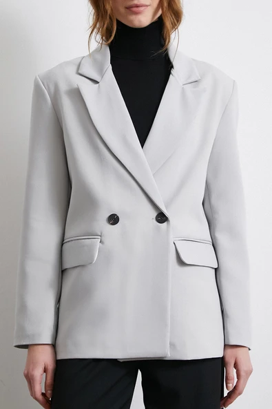 Klasik Poliviskon Ceket Gri - 7