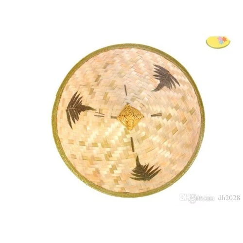 Naturel Renk Cambodia Kamboçyalı Vietnam Şapkası PVC Hasır - 4