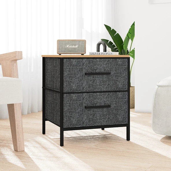 2 Çekmeceli Çok Amaçlı Dolap Komodin Sehpa Füme 1587 - 4