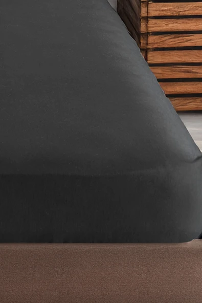 Upstyle Pes Lastikli Çarşaf Seti Çift Kişilik Funny DüzBoya Siyah-Kahve - 2