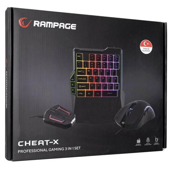 Rampage KM-R92 CHEAT-X USB Mini Klavye+Mouse+Switch Combo Gaming Oyuncu Klavye Mouse Set Rampage - 8