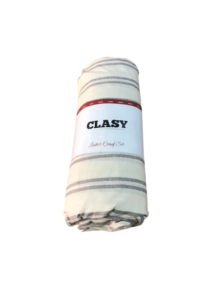 Clasy Çift Kişilik %100 Pamuk Ranforce Lastikli Çarşaf + 2 Adet Yastık Kılıfı 160 x 200 - 3