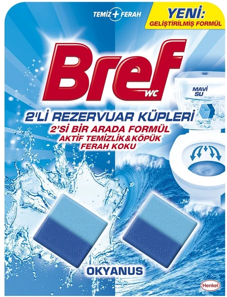 Bref Koku Giderici Jel Küpü - Okyanus (İç Adet 2 Li) (Klozet - Rezervuar - Tuvalet - Blok)