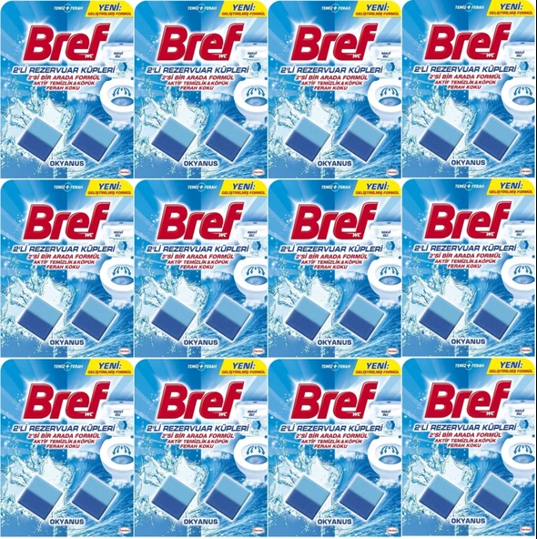 Bref Koku Giderici Jel Küpü - Okyanus (Klozet - Rezervuar - Tuvalet - Blok) (24 Lü Set) (12PK*2)