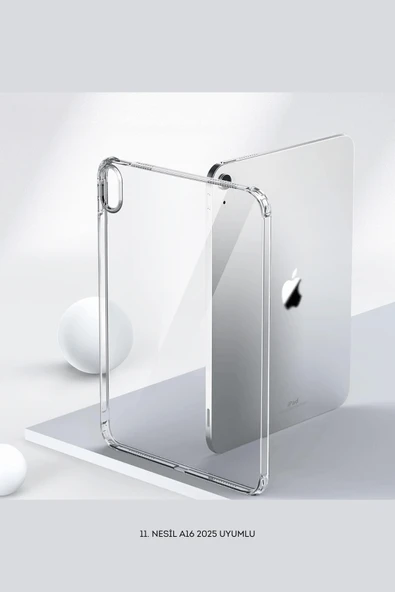 iPad 11. Nesil 2025 A16 Çip Uyumlu Fuchsia Şeffaf Koruyucu Silikon Kapak