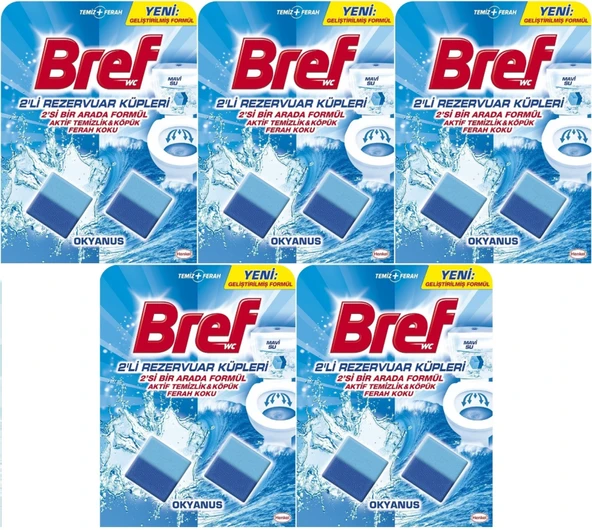 Bref Koku Giderici Jel Küpü - Okyanus (Klozet - Rezervuar - Tuvalet - Blok) (10 Lu Set) (5PK*2)