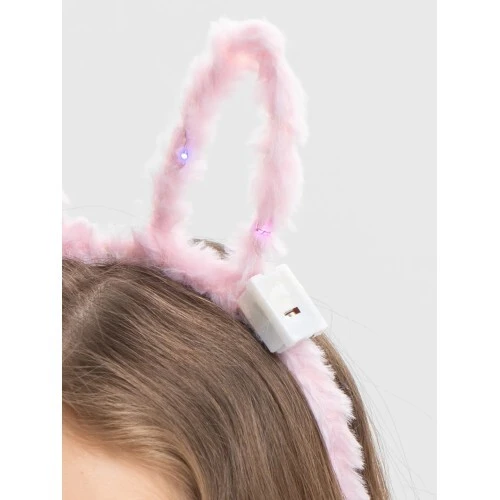 Led Işıklı Peluş Tavşan Kulak Taç Pembe - 3