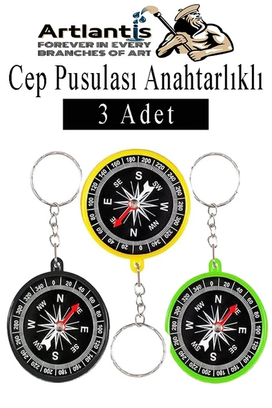 Pusula Anahtarlık Renkli 3 Adet Küçük Pusula Okul Deney Gezi Cep Pusulası Manyetik Pusula Plastik Öğrenci ürün görseli