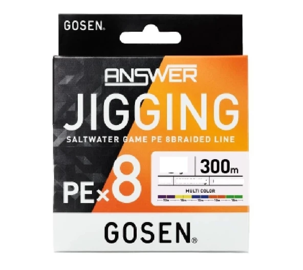 Gosen Jigging Answer Pe 2,5 40Lb Jig Ve Tai Rubber İpi 300Mt Multicolor - Resim 3